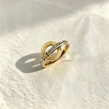 1pc Stainless Steel Fashionable Roman Numeral Ring - Yellow Gold - View 3