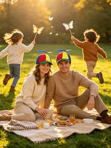 1/3/6pcs D EXCEED Propeller Baseball Cap, Fashion Cartoon Hat, Unisex, Party Costume Accessory, Fun Style, Travel Beach Vacation Supplies - Green - View 10