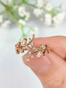 1pc Exquisite Adjustable Flower Ring, Nature-Inspired Ring, Romantic Floral Style, Suitable For Party, Holiday Vacation, Daily Wear (No Box) - Gold - View 5