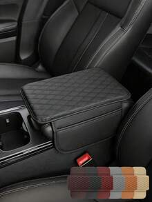 1件裝亮面汽車中控台蓋，真皮汽車扶手墊附2個收納口袋，通用型汽車扶手保護收納盒，亮面內飾配件，適用於大多數車型 - 款式A - 查看 1
