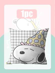 Snoopy Graffiti Print Throw Pillow Cover, Hand-Drawn Style Square Decorative Cushion Case, Soft Fabric Sofa Backrest Pillow, Home & Car Decor, Collectible Gift For Cartoon Fans - Multicolor - View 13