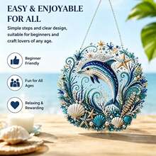 Set Dekorasi Gantung DIY Seni Mutiara Laut, Kit Manik-Manik Rhinestone Berbentuk Khusus Buatan Tangan, Dekorasi Gantung Dinding Jendela Gaya Pesisir, Set Seni Buatan Tangan Kreatif, Cocok untuk Pecinta Kerajinan, Hadiah Dekorasi Rumah dan Kantor - Set - View 5
