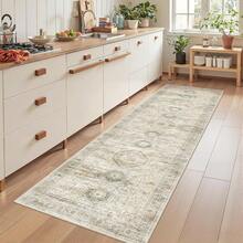 Alfombra de pasillo antideslizante para dormitorio, alfombra lavable con reverso de goma - Alfombra suave de pelo corto para cocina, lavandería, baño (61 x 244 cm, beige/marfil) - Gris - Ver 7
