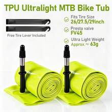 Pollycycle 2pcs Mountain Bike Bicycle Inner Tubes, Suitable For 26/27.5/29 Inch Mountain Bikes, Road Bikes, Ultra-Light TPU Material, Puncture-Resistant, 45mm Presta Valve - Multicolor - View 1
