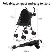 3 In 1 Stroller For Dogs Up To 25kg, Foldable, Portable, Large Pet Basket For Small/Medium Dogs And Cats, 360° Double Wheels - Black - View 5