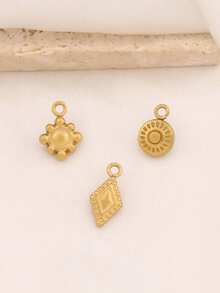 5pcs Stainless Steel Mini Geometric Pendant 18K Gold Plated Round Charms Pendant For DIY Jewelry Making Supplies Accessories - Pendant - View 1