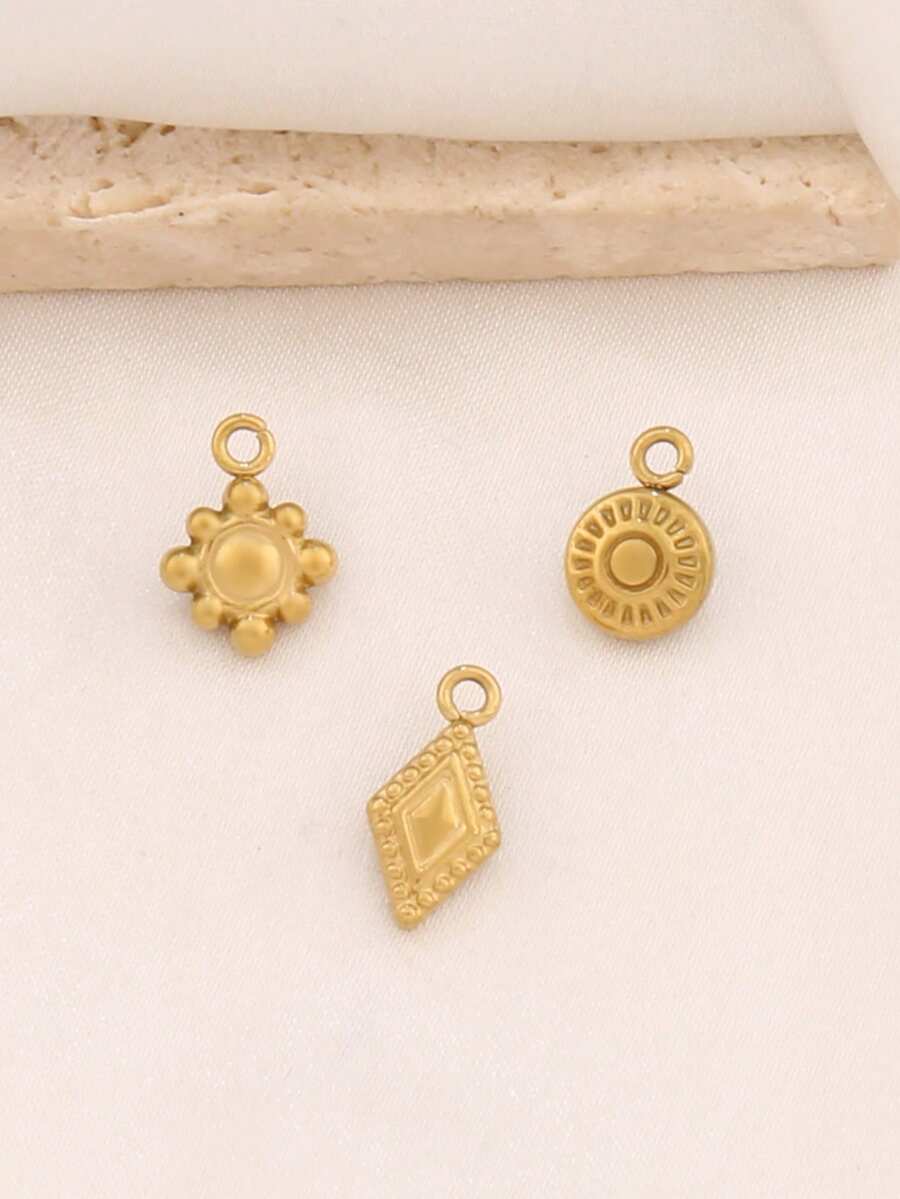5pcs Stainless Steel Mini Geometric Pendant 18K Gold Plated Round Charms Pendant For DIY Jewelry Making Supplies Accessories - Pendant - View 1