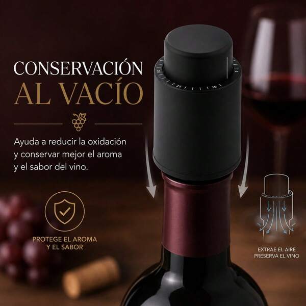 Tappo sottovuoto per vino con datario, sigillo ermetico in ABS e silicone alimentare per preservare aroma e sapore, accessorio riutilizzabile per bottiglie, nero