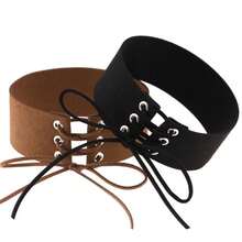 1pc Fashion Punk Gothic Collar Choker Necklace With Simple Pendant Ring - Multicolor - View 10
