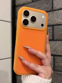 磨砂親膚果凍軟手機殼，適用於 iPhone 18 Pro Max 18Pro 17 Promax 17Pro 17 16 15 14 13 Pro Max，超薄液態矽膠防震保護後蓋 - 橘色 - 查看 2