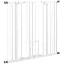 Barrera para Perros, Doble Cierre, Puerta de Cierre Automático, 104 cm de Altura, Acero, Negro - Blanco + Plástico - Ver 1