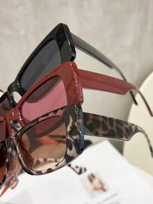 3 Pairs Women's Fashion Rectangular Sunglasses, Retro Style, Suitable For Vacation Outfits, Parties, Daily Wear, Fits All Face Shapes. - Multicolor - View 2
