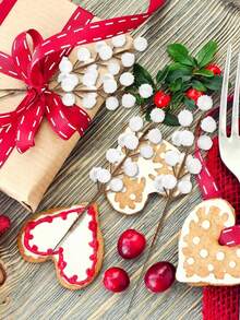 1/6/12pcs Frosted White/Red Berry Sprigs (Approx. 8.9 Inches) - Suitable For Wedding Parties, Valentine's Day, Home Decor, And DIY Christmas Wreath Making. - White - View 2