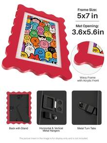 1pc Scallop Picture Frame Available In Multi Color/Size With White Mat, Wave Edge Photo Frame For Children's Gift, 11x14/8x10/6x8/5x7/4x6 Inch, Blue/Red/Yellow/Green/Black/White - Scalloped Picture Frame - View 9