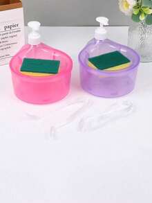1 Set Dish Soap Dispenser With Sponge, Automatic Liquid Dispenser, Christmas Decor - Multicolor - View 4