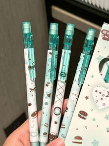 4pcs Chocolate Mint Cake Automatic Pencil, Girly Style Student Pencil, Durable, 0.5mm Lead - Chocolate - View 2