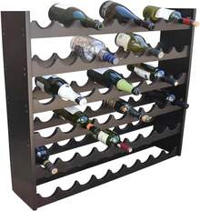 Cava de Madera de Pino para 54 Botellas de Vino - Mueble Elegante y Resistente con Diseño Moderno (Chocolate) - Negro - Ver 3