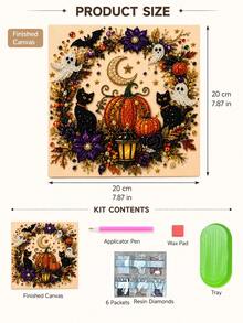 Halloween 3D Pearl Art Kit, Adult Diamond Craft | Spooky Cute 3D Art, Autumn Wall Decor, Beginner-Friendly DIY Kit, Complete Craft Set, Fun Family Activity - Pumpkin - View 3
