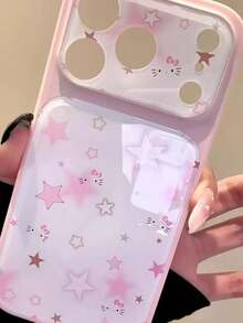 SANRIO 壓克力粉色手機殼，適用於 Apple 17 Pro Max、12/16 Pro、15 新機、14 大窗、13 Pro，全包覆可愛 17 Air 粉色格紋貓防摔保護殼 - 粉色 - 查看 3