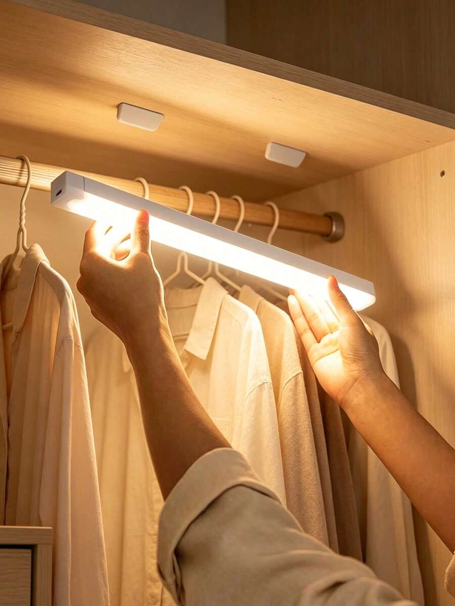 USB Rechargeable LED Night Light Strip, Wireless Induction, Suitable For Cabinet, Kitchen, Wardrobe, Bedside, Stairs, LED Light, Wall Lamp, Sensor Light, Constant On Mode, Sensor Mode, Night Light, Cabinet Light