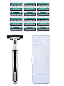 BOROLA Men's Shaving Razor Set, Double-Layer Razor Blades, Washable, With 6 Replacement Blades, 1 Handle, 1 Razor Holder Box. Storage Box With Comfortable Closure For Shaving, Suitable For Travel - A - View 12
