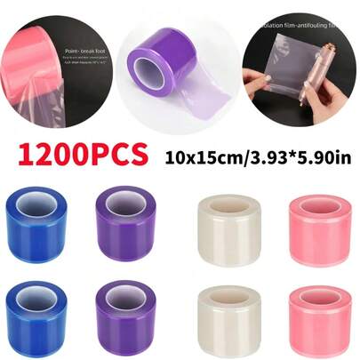 1200 peças/rolo Película de Tatuagem, Acessórios Impermeáveis Anti-Sujeira, Película Protetora Descartável para Tatuagem, Autocolante 10x15 cm