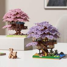 Cherry Blossom Tree House Building Blocks Set, Large Scenery Architecture Model, DIY Assembly Desktop Decor Ornament, Premium Collectible Gift For Building Enthusiasts - Multicolor - View 1