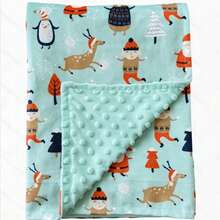 1pc Double Layer Baby Blanket, Bean Fleece Tactile Blanket, Stroller Blanket, Cute Animal Print, Bath Gift - Multicolor - View 9