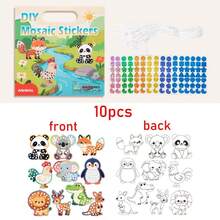 Kids 2-In-1 Mosaic Sticker Coloring Craft Set, Animal Transportation Dinosaur Princess Theme Painting Stickers, Cartoon Sticker Painting Double-Sided Art Set Toy Gift - Multicolor - View 8