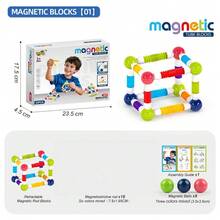 Kids DIY Telescopic Magnetic Rod, Magnetic Attraction Stretch Building Blocks, Intellectual Development Toys For Boys And Girls, Parent-Child Interactive Fun - Multicolor - View 12