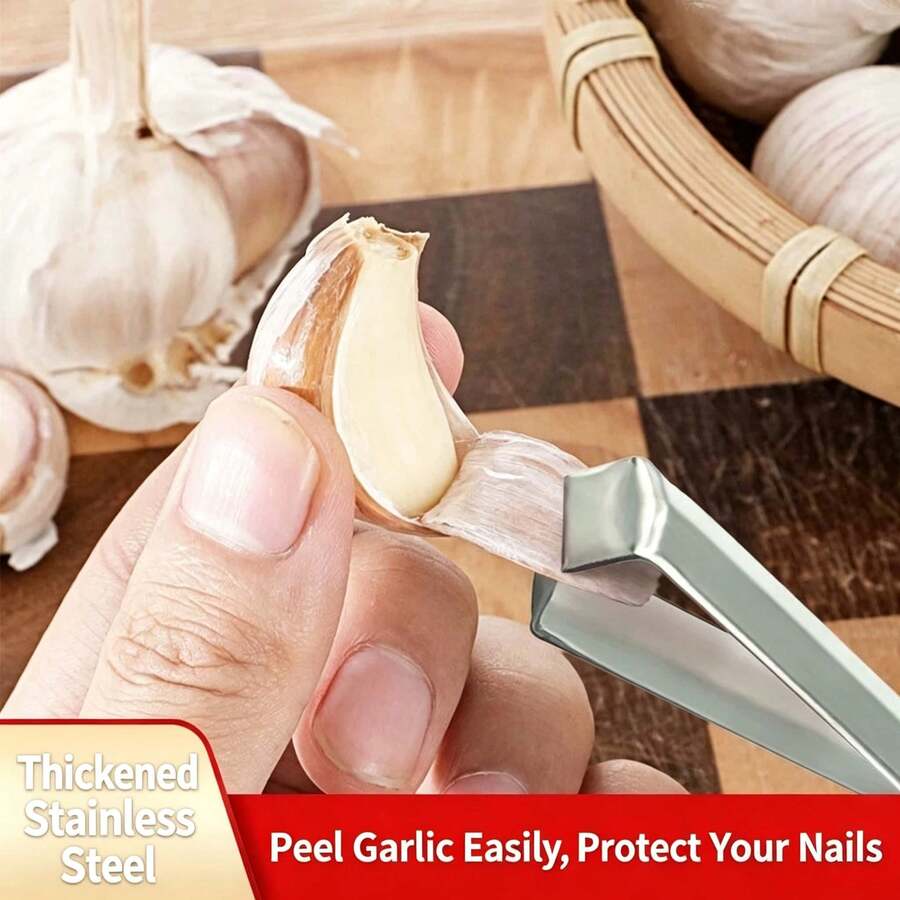 Multifunctional Stainless Steel Garlic Peeling Clip Portable Pig Hair Remover Tweezers Household Commercial Kitchen Tool Garlic Stripper Accessory For Restaurant Daily Cooking - 420 Garlic Peeler With Nails [Unpackaged] - View 1