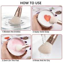 Makeup Brush Cleaning Soap With Silicone Cleaning Pad, Solid Brush Cleaner For Deep Cleaning Makeup Brushes And Beauty Sponges - One Size Fits All - View 10