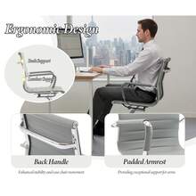 WAHSON OFFICE CHAIRS 8PCS PU Leather Office Chair Metal Frame Conference Chair For Meeting Room/Reception Area - 灰色八把 - 查看 5