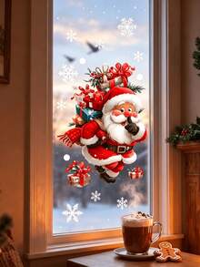 36pcs/2sets Christmas Window Stickers, Fun Santa Claus & Snowman Snowflake Window Decals, Window Home Decor, Party Holiday Gift, Christmas Party, Reusable Indoor Home Christmas Winter Party Decoration - Multiple Styles - View 7