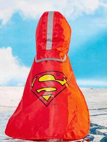 SUPERMAN X PETSIN 1pc Red Hooded Rain Poncho For Dogs, Pet Outdoor Raincoat - Red - View 11