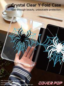 White Spider Tablet Protective Case, Double-Sided Acrylic Transparent Crystal Backplate Shockproof Sleep/Wake Tablet Protective Case, Compatible With IPad/Tablet, Compatible With Ipad 10th Gen, 11(A16)2025 (11 Inch), 10.2/Mini6/Mini7/9.7 Inch, Tablet Protective Case Compatible With Samsung Galaxy Tab A9 Plus, Perfect Holiday Gift, Fashionable Minimalist Pattern - Multicolor - View 3