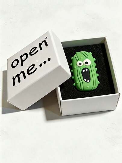 2pcs Surprise Box Screaming Pickle Figurine "Open Me..." Funny Plastic Statue, Desktop Decor, Quirky Gift For Food Lovers, Suitable For Family, Friends, Colleagues, Employees, Teachers, Party Favors, Home Office Decor, Christmas Gift, Party Filler