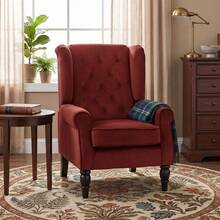 HOMCOM Poltrona Camera da Letto in Stile Francese con Ampia Seduta, Poltroncina Salotto Trapuntata Imbottita in Velluto di ghiaccio con Braccioli e Gambe in Legno di Eucalipto, Rosso Vino - Bordò - Visualizzare 3