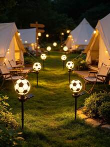 1pc Outdoor Solar Garden Decorative Light, Football Decorative Ground Stake LED Light, Christmas Halloween Football Ground Stake Landscape Light - Multicolor - View 7