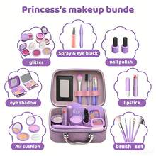 Mainan Plastik Bermain Peran untuk Anak-Anak, Set Rias Simulasi untuk Anak Usia 3-9 Tahun (Model Mainan, Tidak Dapat Digunakan), Dilengkapi Kotak Hadiah dan Tas Rias, Cocok Sebagai Hadiah Ulang Tahun untuk Anak Perempuan - Purple - View 8