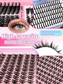 Eimny 340Pcs Manga Cluster Eyelash Extensions Featuring C-Curl. DIY Lash Extension Kit For Home Beauty, Equipped With Lash Glue, Tweezers, Lash Brush. Suitable For Daily Work, Weddings, Stage Performances, Outdoor Activities And Music Parties. - Multicolor - View 6
