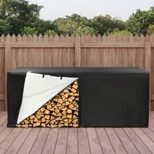 New Black Firewood Log Rack Cover, Durable Cover Store Outdoor, 244cmx61cmx107cm - B - View 3