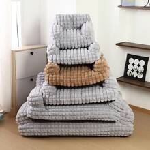 Thickened Reinforced Plaid Fleece Pet Sofa Bed, Comfortable Non-Slip Cat & Dog Resting Bed, Modern Indoor Furniture - Black - View 4