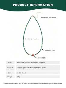 [VE]1pc High-Quality Natural Malachite Necklace & Bracelet, Vibrant Colors Like Peacock Feathers, Symbolizing Beauty And Prosperity, Wearing Malachite Not Only Enhances Personal Charm But Also Brings Good Luck, Wealth And Happiness, Making Life More Colorful. Natural Jewelry Color Random - Necklace - View 8