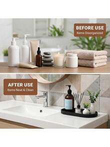 1pc/2pcs Oval Vanity Tray Bathroom Countertop Storage Tray Kitchen Sink Sponge Holder Soap Dispenser Silicone Tray Suitable For Perfume Jewelry Candles - Multicolor - View 7