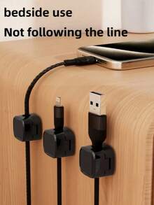 5/3pcs Magnetic Cable Organizer - Black & White Cable Clips, Compact & Durable, Suitable For Desk/Wall Installation, Can Store Phone Cables, Chargers, Suitable For Tech Enthusiasts And Students, Includes Base And Clips, No Drilling Required, Home Office - Cable Organizer - View 3