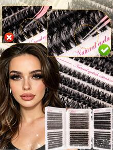 944 Clusters Large Capacity Lash Book, 30D/40D/50D Fluffy D Curl Individual Lashes, 8-16mm Natural Dense Lash Extensions, Waterproof Soft False Lashes With Glue, Tweezers & Remover For Home DIY Makeup,Lash Clusters Kit,Glue And Seal,Manga Lashes - Black - View 7