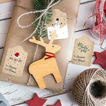 Vintage Kraft Paper Christmas Gift Stickers Roll, Cute Snowman Santa Claus Christmas Tree Pattern, Wavy Edge Rectangular Holiday Label Stickers, Self-Adhesive Easy Tear Easy Apply, With To/From Writing Area, Suitable For Gift Box Decoration, Gift Bag Sealing, Gift Wrapping Accents, Holiday Gift Box Labels, Christmas Party Decoration, New Year Gift Identification, Suitable For Christmas, New Year, Winter Holiday Gifting, Family Gathering, Business Gift Packaging, Multi-Functional Kraft Paper Sticker Labels - Khaki - View 7