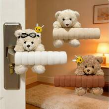 Cute Bear-Shaped Door Handle Cover, Anti-Collision Door Handle Protector, Soft Foam Door Handle Protector, Anti-Scalding Anti-Freezing, Suitable For Home And Office, Brown And White - Multicolor - View 3