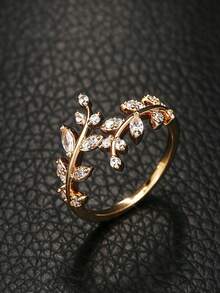 1pc Exquisite Adjustable Flower Ring, Nature-Inspired Ring, Romantic Floral Style, Suitable For Party, Holiday Vacation, Daily Wear (No Box) - Gold - View 3